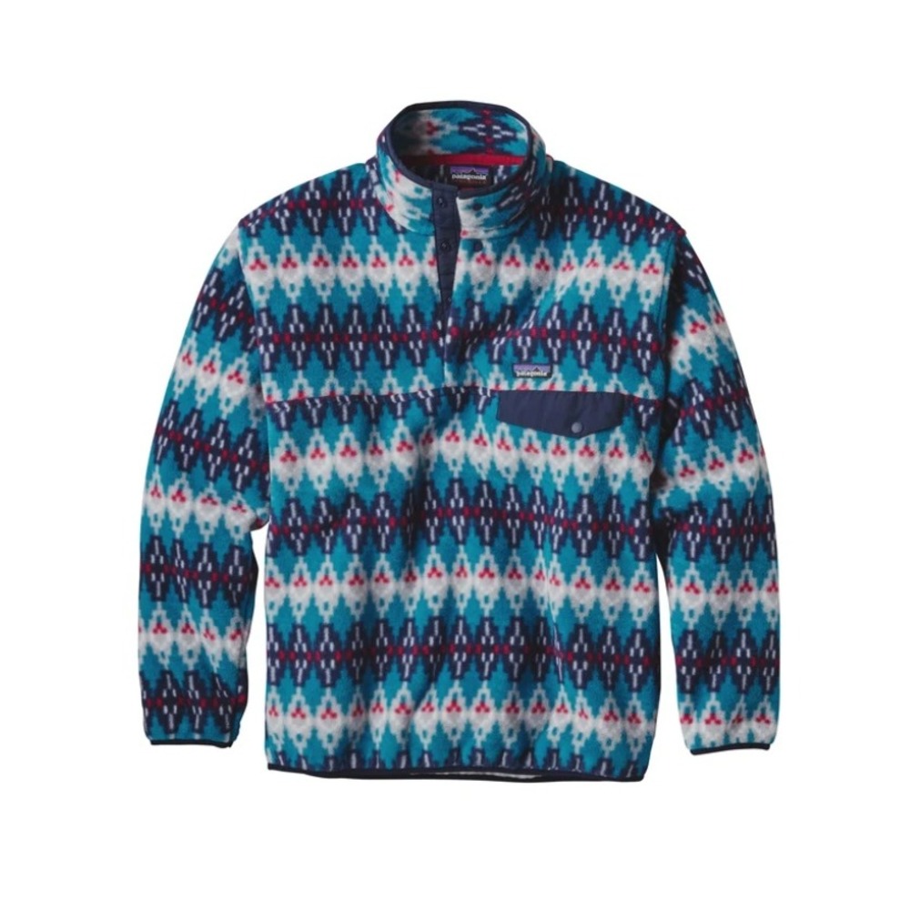 Patagonia Synchilla Snap-T Pullover Aztec Forest Carpet Deep Sea Blue Medium